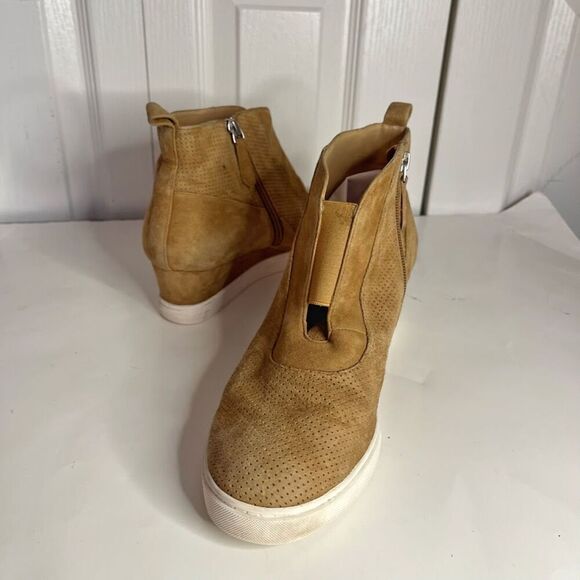 Linea Paolo Anna Leather Perf Elastic Suede Wedge Zip Slip On Sneaker Boots - Picture 3 of 13